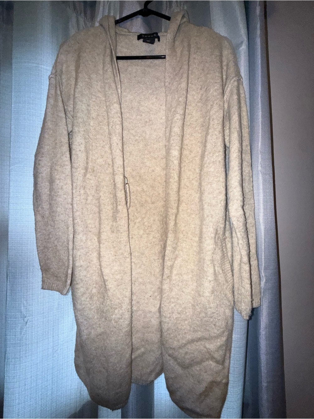 Tahari Hooded Open Cardigan Sweater - Cream